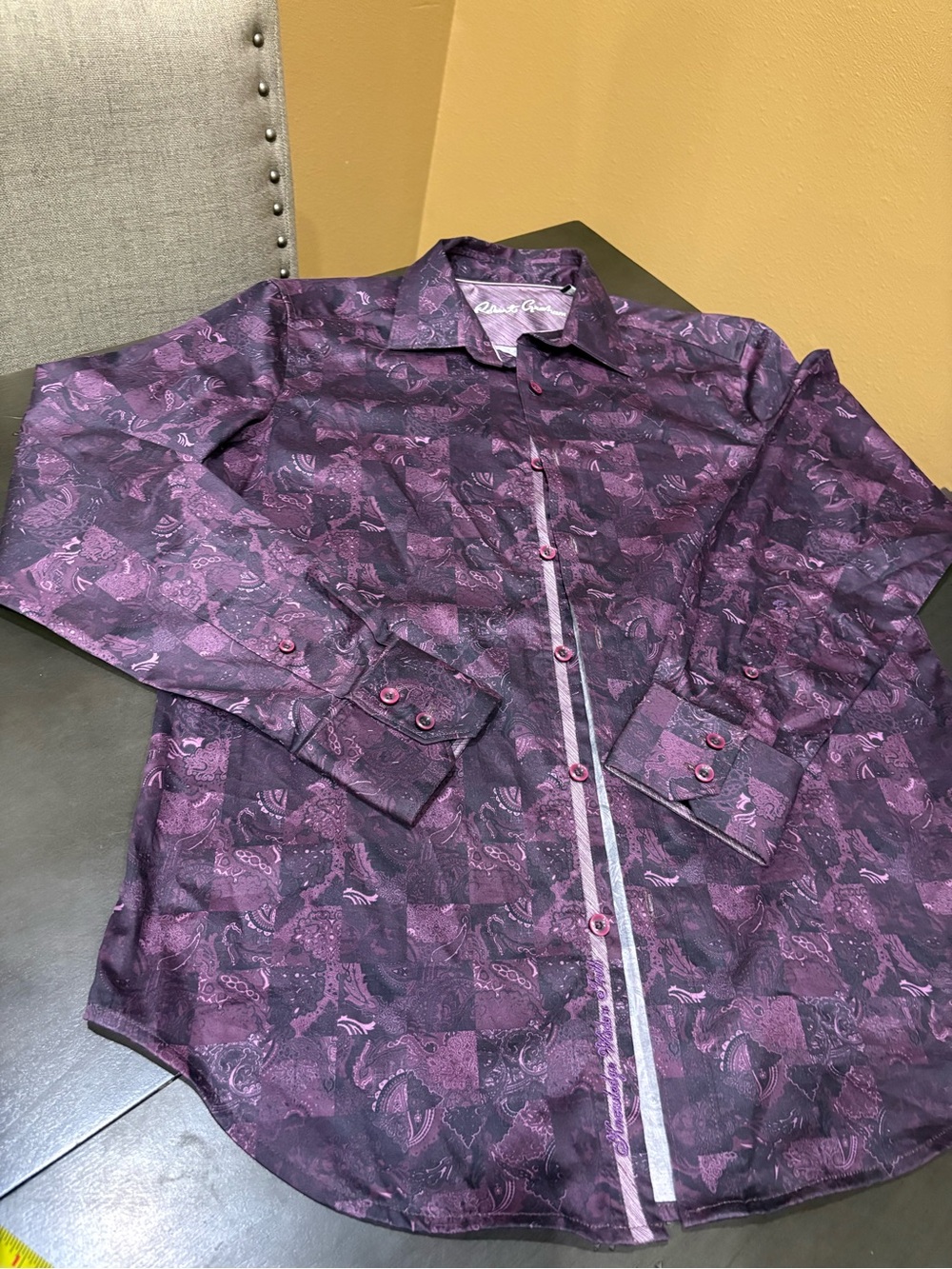 Robert Graham Men's Purple Paisley Button-Up Shirt - Picture 2 of 8